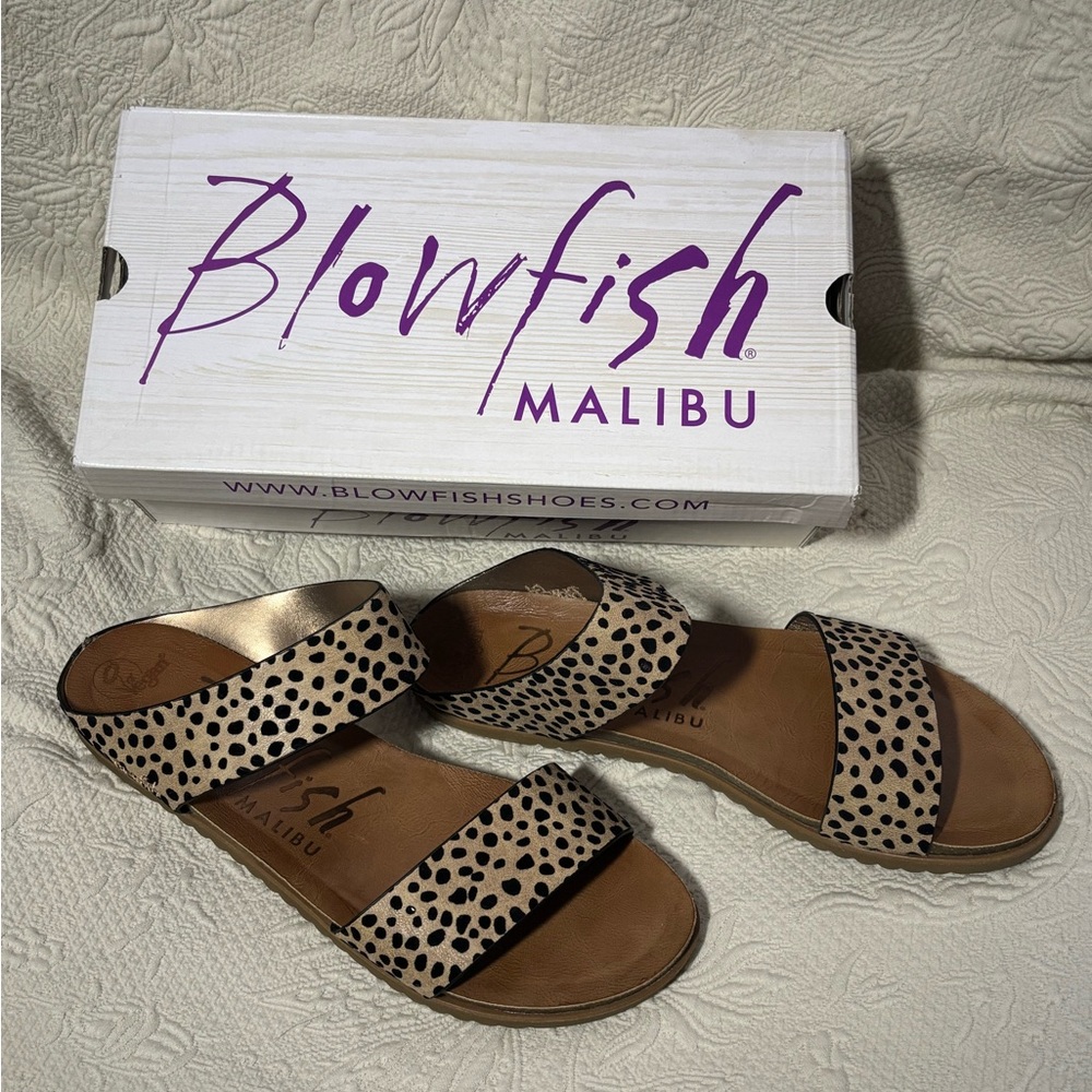 Blowfish Brown Sandals with Spotted Pattern